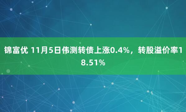 锦富优 11月5日伟测转债上涨0.4%,转股溢价率18.51%