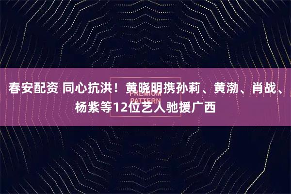 春安配资 同心抗洪!黄晓明携孙莉、黄渤、肖战、杨紫等12位艺人驰援广西